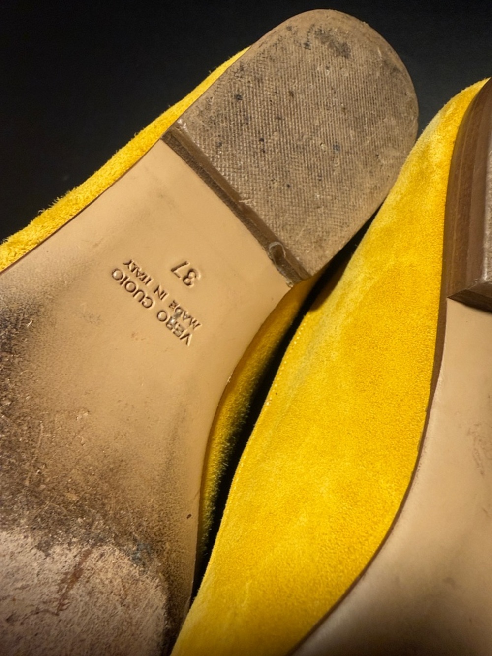 Le Monde Beryl Yellow Suede Venetian Slipper Flats - Women 37 - Picture 5 of 5